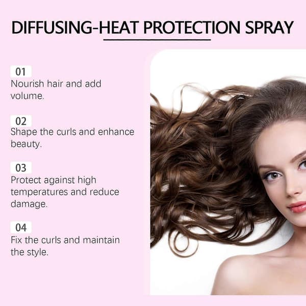 Curl Leave In Diffusing Heat Protection Spray - Definierande värmeskyddsspray för lockigt hår - Närande värmeskydd för hår - För friskt och 2pcs