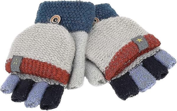 Stickade halvfingerhandskar Unisex varma handskar för flickor