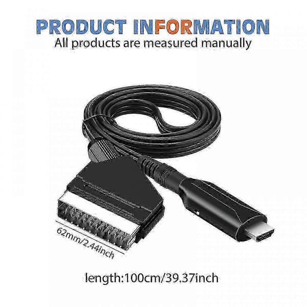 Scart–HDMI-kaapeli – Scart–HDMI-sovitin – All-in-One Scart–HDMI-ääni- ja videomuunnin 1080p/720p