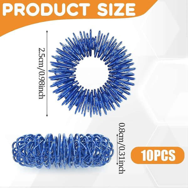 Spikiga sensoriska ringar, 10 st Fidget-ringar Stressavlastningsleksaker Set Akupressurringar Spikiga sensoriska fingerringar för ångest Stressavlastning Fidget Sensor