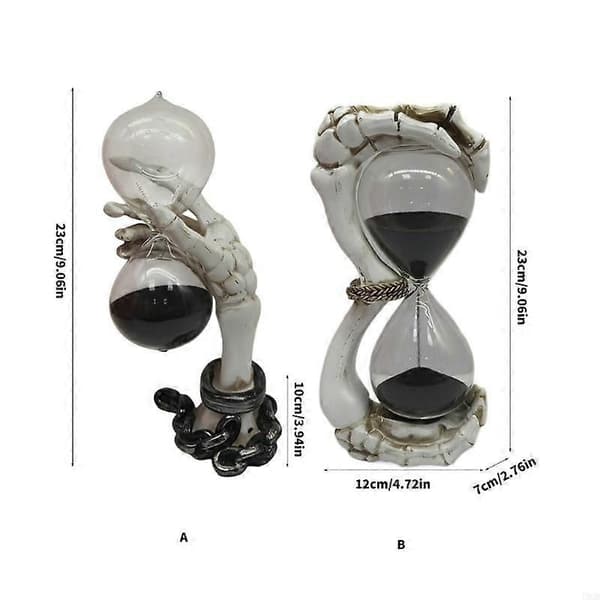 Hartsskelett Hand Timglas Sandtimer Statyer Dekorativ Skulpturprydnad A