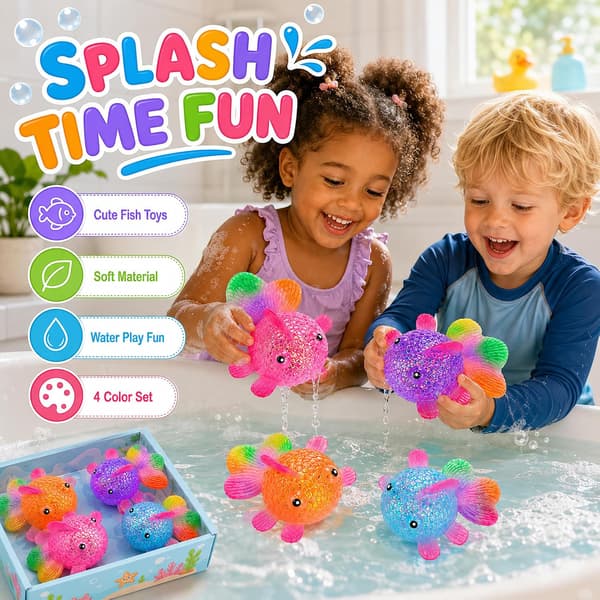 4-pack guldfisk squishy fidgetleksaker, stresslindrande squishies klämleksaker