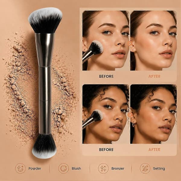 Ansiktsmakeupborste Ultramjuka syntetiska borst Lyxgåva för makeupentusiaster 2pcs