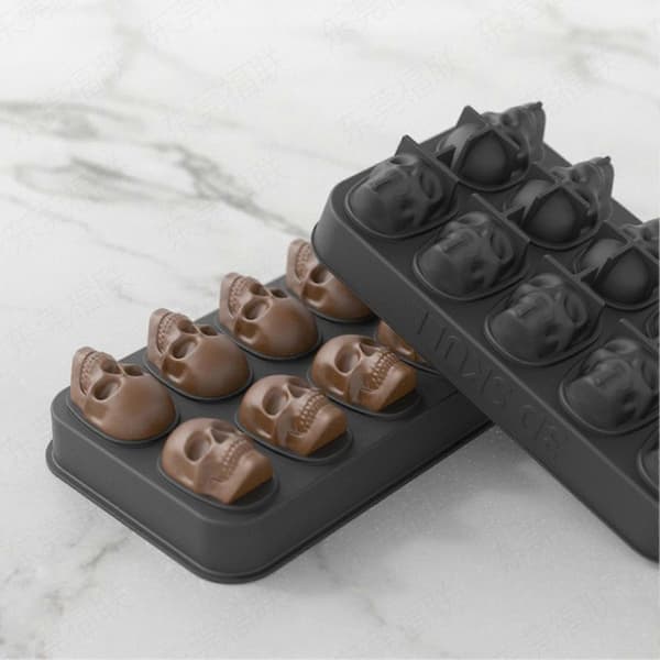 Halloween 3D Dödskalle Silikonform, Flexibel Isbitsform För Cocktail Whiskey Dessert