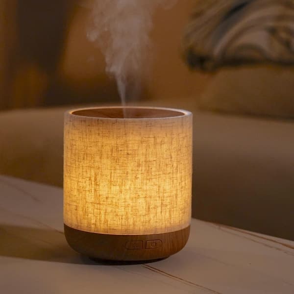 Eterisk oljediffuser med tygöverdrag och nattlampa