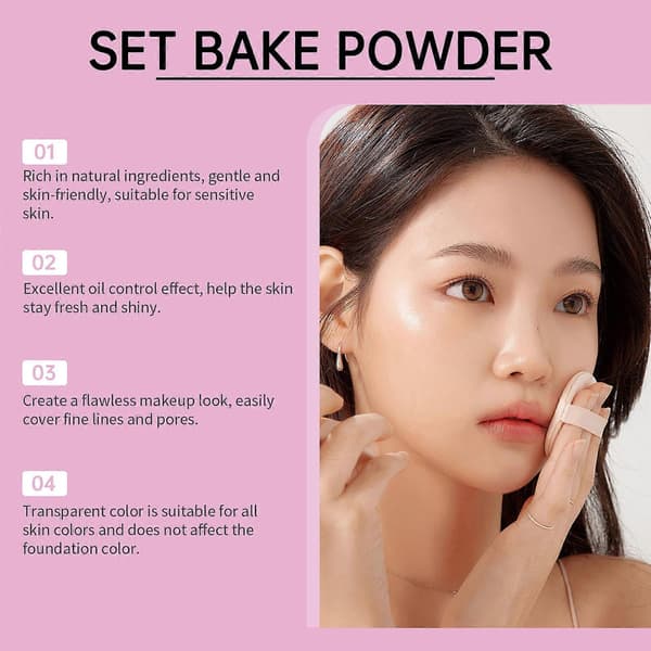 Makeup setting powder, let og klar oliekontrolpudder, let at fjerne makeup setting powder 3pcs