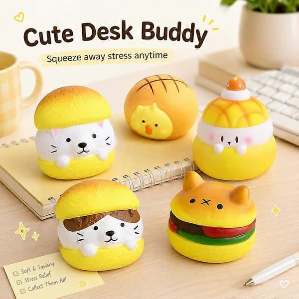 Vattenfyllda mat-squishy-leksaker, Kawaii djur långsamt stigande klämleksaker, Blind Box stresslindrande festpresenter E 1pcs