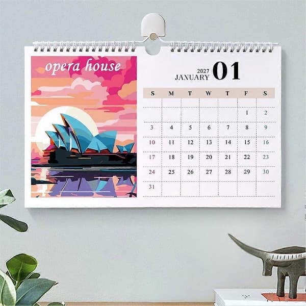 Växt Måla efter nummer Kalender Interaktiv 2027 Skrivbordskalender för Vägg Skrivbordsdekoration E