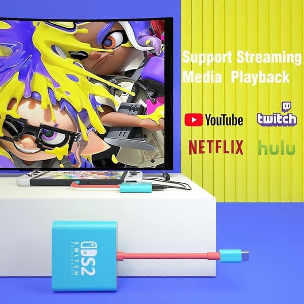 TV-dockningsstation för Nintendo Switch 2 och 1 och Steam Deck, stöder TV-dockningsläge, bärbara HDMI-adaptertillbehör för Nintendo Switch 1 och OLED NS2 Native Version