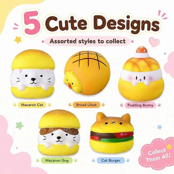 Vattenfyllda mat-squishy-leksaker, Kawaii djur långsamt stigande klämleksaker, Blind Box stresslindrande festpresenter B 1pcs