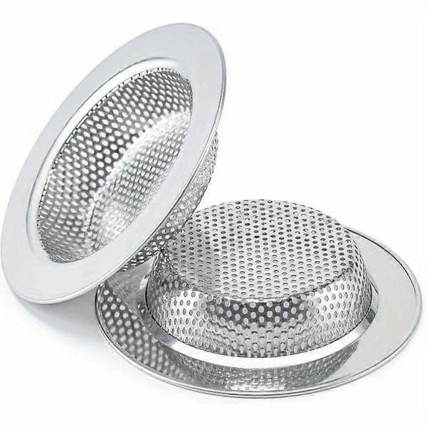 Vaskesien i rustfrit stål, 2-pak, 304-kvalitet dobbeltlags net-afløbskurv, 4,3 tommer passer til de fleste køkkenvaske Silvery(2 Pcs)