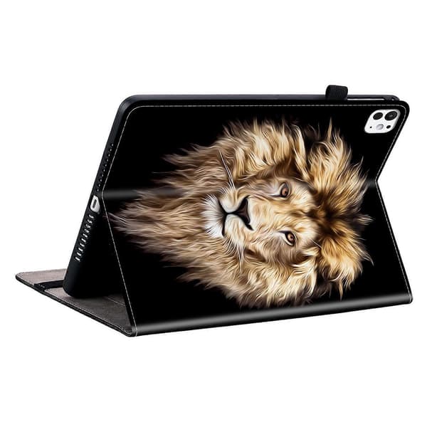 Leather Case with Printed Pattern and Card Slots for iPad Pro 11 (2024)