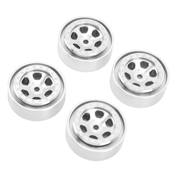 4 stk 1,3 tommers hjulfelger i aluminiumlegering med 6 hull, nav for Traxxas TRX4M 1/18 RC Crawler, sølv