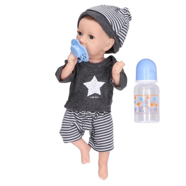 12-tommers Reborn Baby Dolls Fleksible lemmer Myk silikon naturtro dukkeleke med Milk BottleBoy