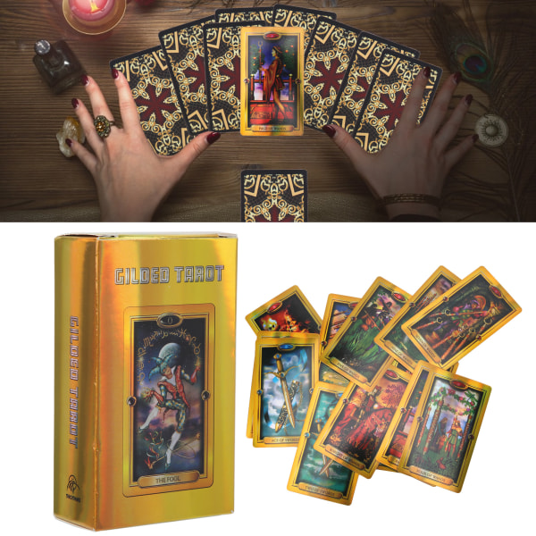 Gold Tarot Cards Deck English Language Family Interactive Board Game Tarot Card