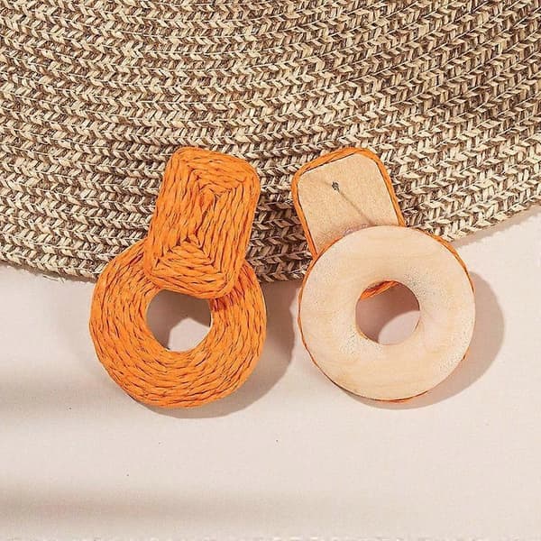 Statement Raffia Øreringe Søde Boho Øreringe Rattan Hængende Øreringe