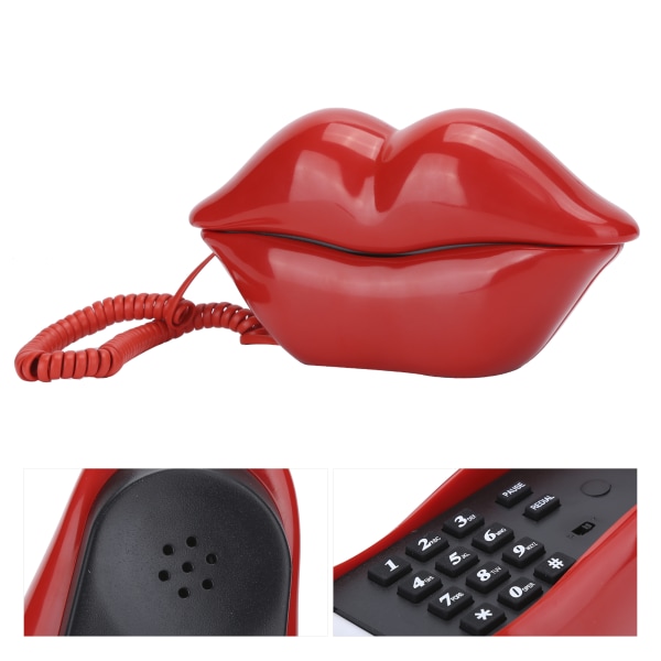 WX-3016 Fashionabla Funny Home Lip Telefonnummer Lagringsfunktion med US/UK WiringRed
