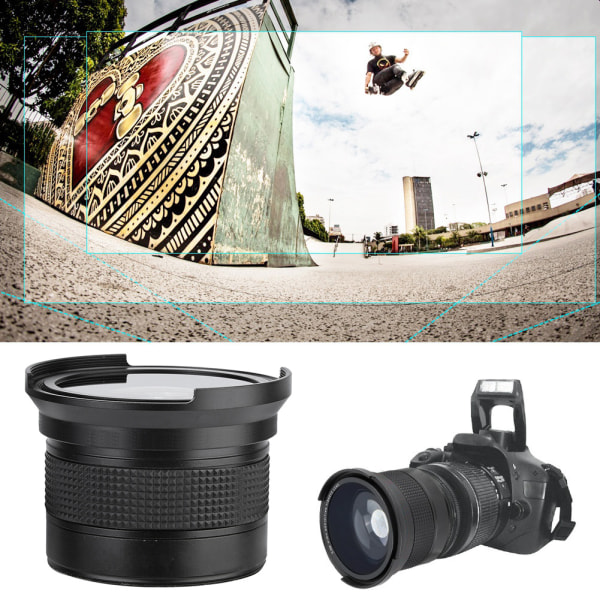 Supervidvinkelobjektiv för SLR DSLR-kamera - 58MM 0.35X Fisheye (Svart)
