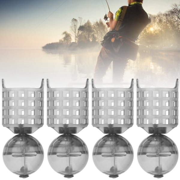 4 st PE Plast Portabel Fiske Matare Bete Bur Tackla Tillbehör med Vikt M