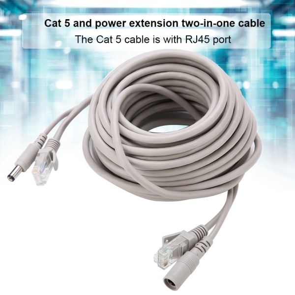 5M/10M/15M/20M RJ45+DC Ethernet CCTV-kabel for IP-kameraer NVR-system 10Mbps100Mbps (15M)
