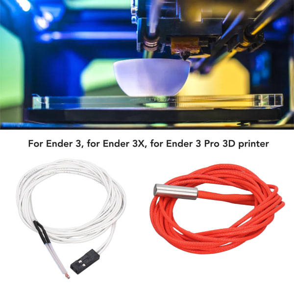 24V 40W 6 stk. termistorledninger med terminal og 6 stk. varmelegemer - 3D-printer Hot End tilbehør