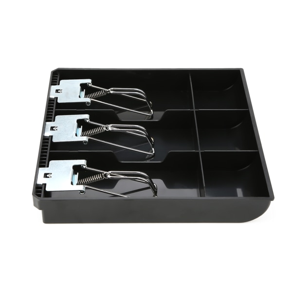 Kassalaatikko Koneen lokero Vaihtokassan kolme laatikkoa metalliklipsillä (musta)
