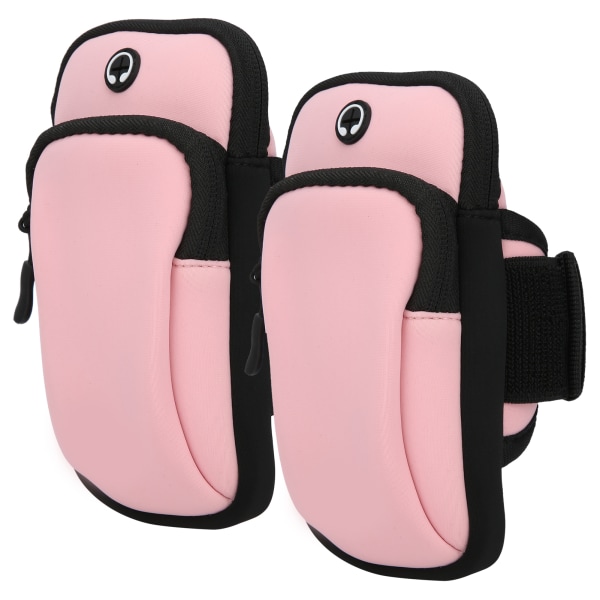 2 stk Vanntett stoff Mobiltelefon Arm Bag Lomme for fjellklatring Fitness Løping YogaPink