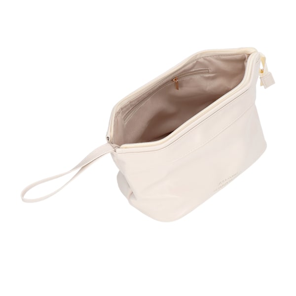 Makeup Bag Women Portable Elegant PU Leather Toiletry Bag for Cosmetics Skin Care Product Gift White