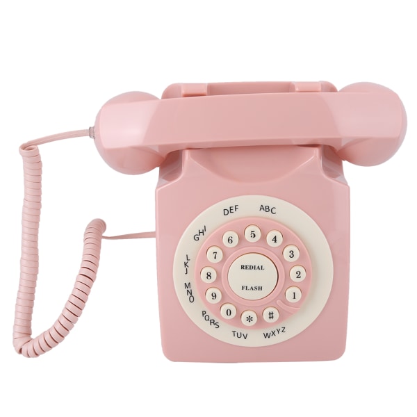 Vintage -puhelin Teräväpiirtopuhelun laadukas langallinen puhelin kotitoimistoon, vaaleanpunainen
