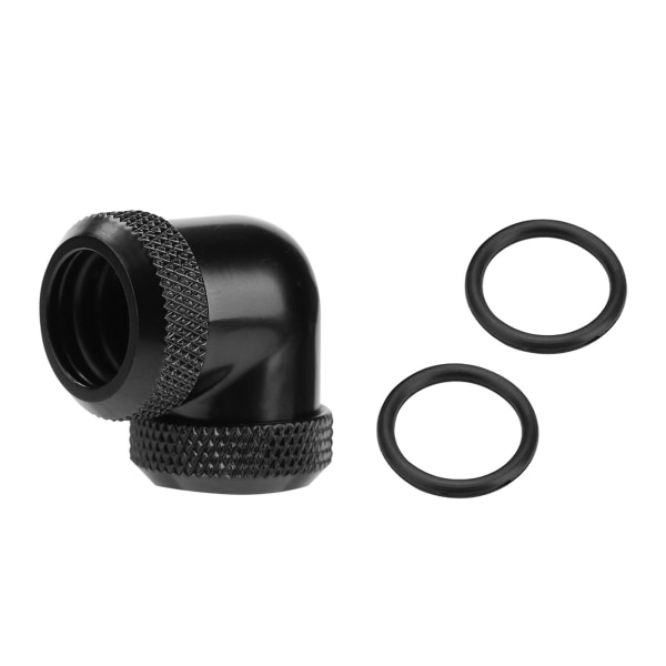 14mm OD DIY Twist 90 Graders Albue Dobbelt Hårdt Rør Rørforbindelse Vand Væske Køling Sort