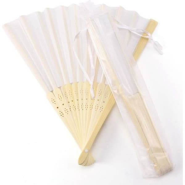 Viuhka - 10 kappaletta - Valkoinen - 21 cm - Lahjapussilla