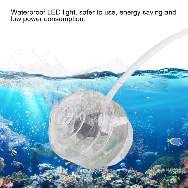 Fisketank LED-boblelys Farverig vandtæt lampe Akvarietilbehør (110-220V)EU