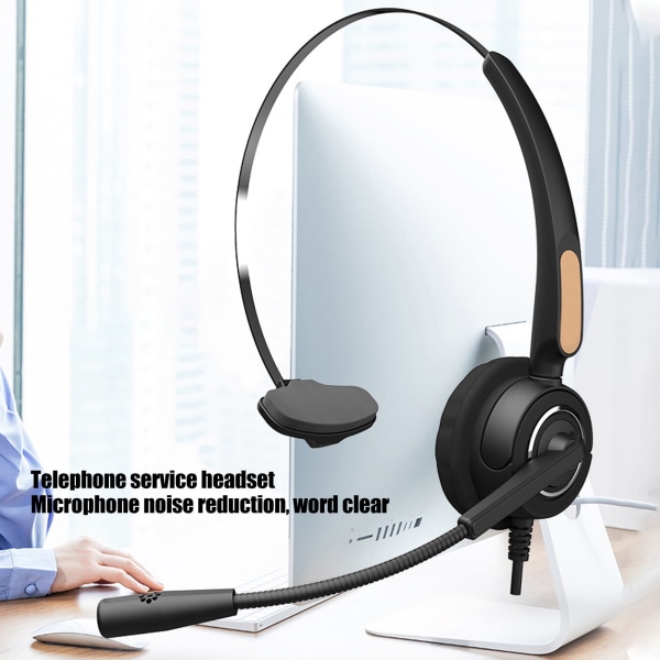 Trådbundet ergonomiskt callcenterheadset med brusreducering - perfekt för kontorstelefonförsäljning