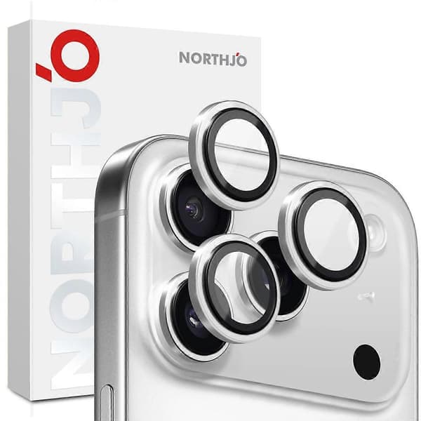 NORTHJO Tempered Glass Camera Lens Protector with Metal Ring for iPhone 17 Pro Max/17 Pro