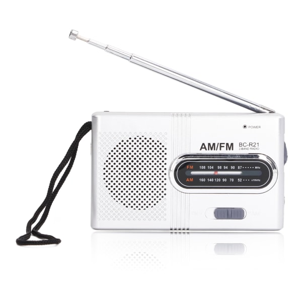 Mini AM FM-radio Manuell användning Enkel justering Minnesfunktion Digital radiomottagare (BCR21 (2st AA-batterier))