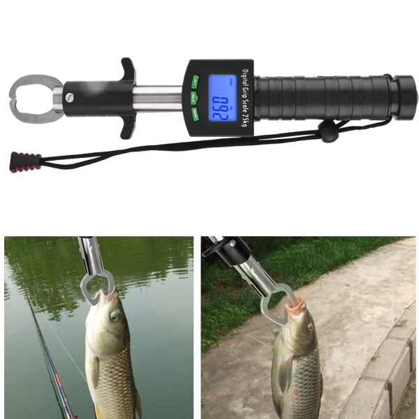 3 i 1 Digital Fisk Grip Våg 25kg/55lb Fisk Läpp Gripper Grabber med 1M Måttband