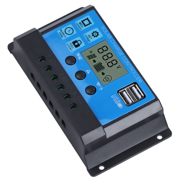 12V 24V 30A Solenergi Charge Controller Automatisk PWM LCD Dual USB Output Regulator