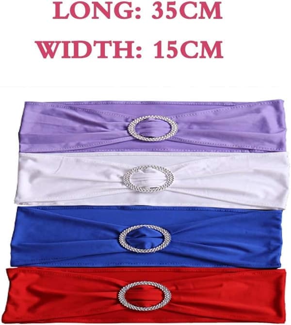 Elastisk stolehovedbånd med spænde Bryllupsstolssløjfe Lycra Polyester Spandex Pink 10 stk