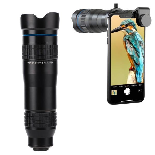 Mobiltelefonzoomobjektiv - 28X telezoomkameraobjektiv til iPhone og Samsung