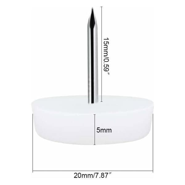 Store 20 mm Teflon-belagte glidepuder - med søm - flere farver
