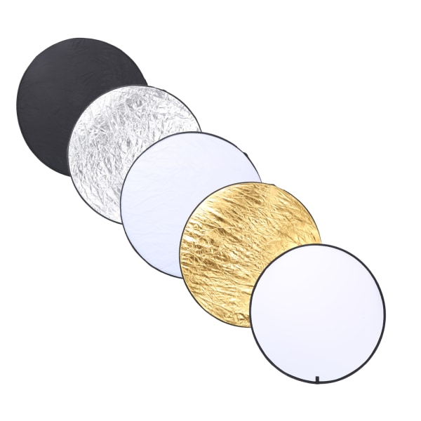 110 cm 5 i 1 håndtak sammenleggbar rund skive lysreflektor bærbar fotografispreder