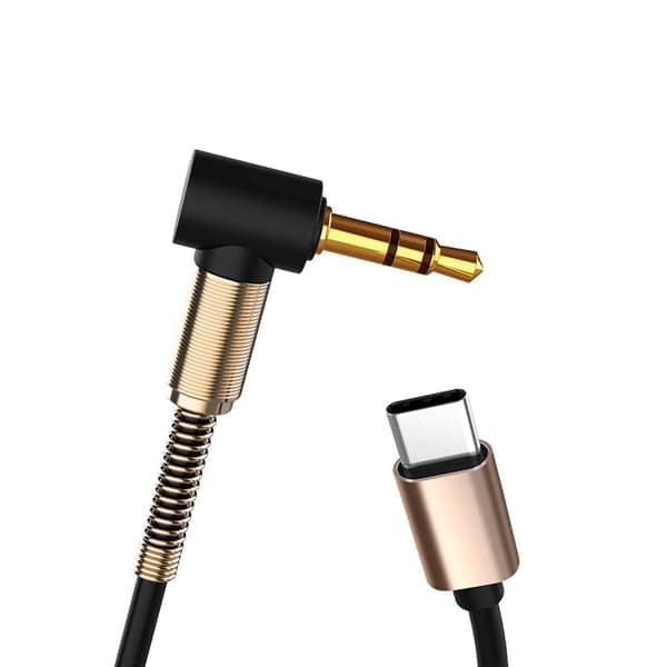 1m venyvä 3,5 mm AUX USB-C-äänikaapeli kuulokekaapeli Type-C musta