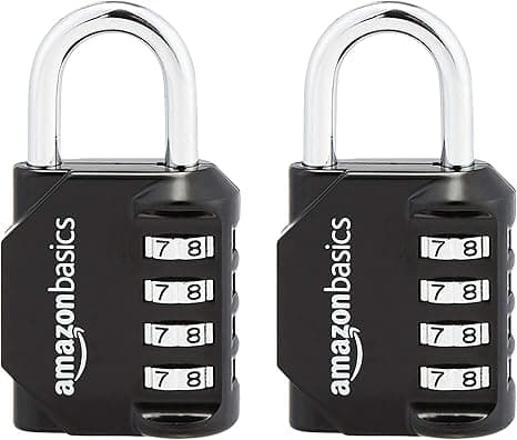 Basics 4-siffrigt kombinationslås, svart, 2-pack