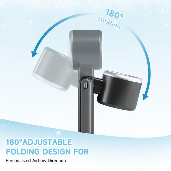 Håndholdt USB-blæser, 5 hastigheder, 180° vip, sammenklappelig, LED-display, hvid White
