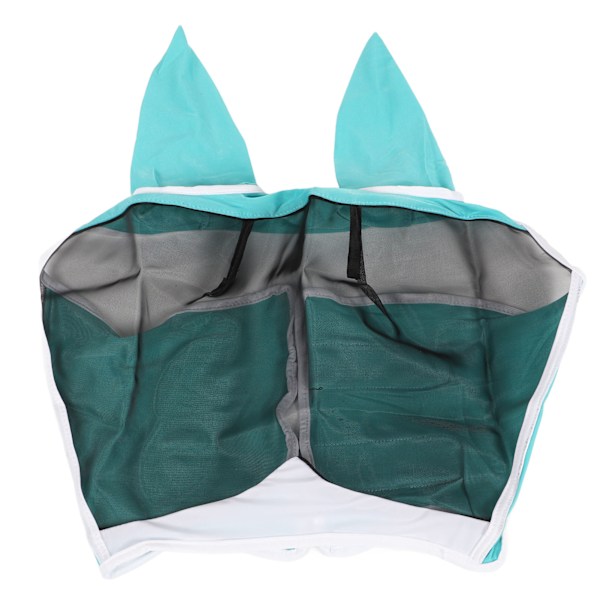 Mesh Hestefluemaske Elastisk UV-beskyttelse Avtakbar Pustende Hestefluemaske med Ører for Hester Blågrønn L