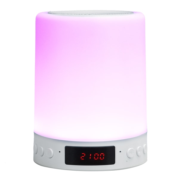 Bluetooth højttaler vækkeur Farverigt natlys Touch Control LED bordlampe til skrivebord