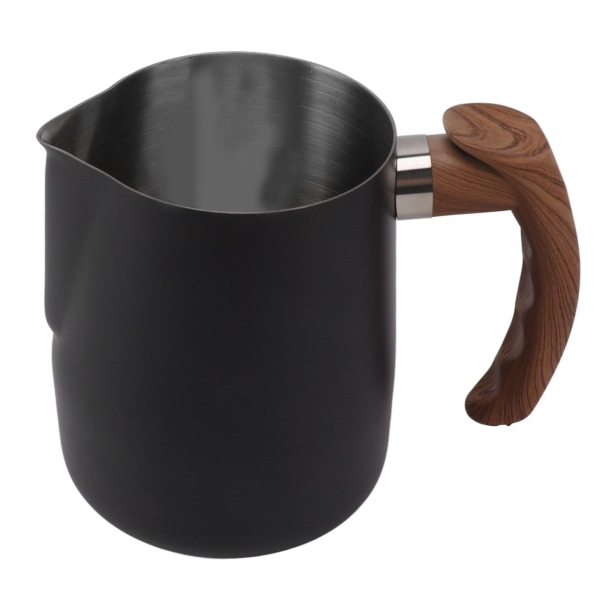 Melkeskummerkopp indre skala 304 rustfritt stål dryppfri tut kaffesteaming mugge med håndtak matt svart 600ml