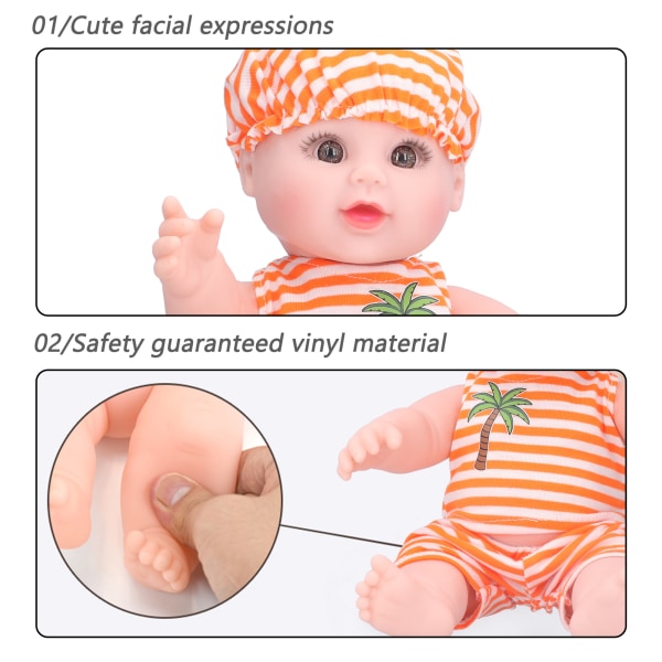 Interaktiv Baby Doll Myk Vinyl Body Nyfødt Baby Doll Simulering Baby Doll Orange