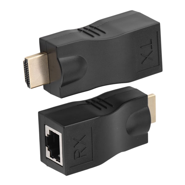 2x HDMI 30m till RJ45 nätverkskabelförlängare omvandlarrepeater över CAT-5e CAT6