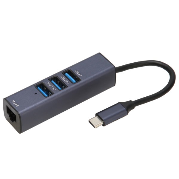 USB C Hub med Gigabit Ethernet-port og 3 USB-porter - 4 i 1-adapter for bærbare datamaskiner og nettbrett
